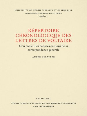 cover image of Un Répertoire chronologique de lettres de Voltaire
